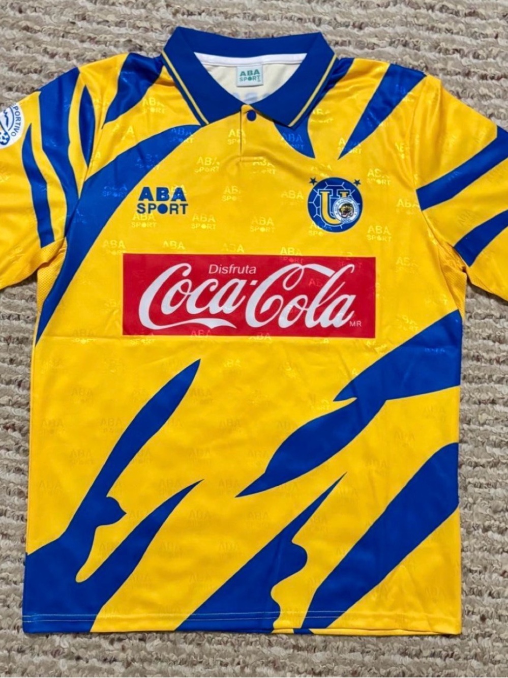 95/06 UANL Yellow & Blue Soccer Jersey with Coca-Cola Sponsor